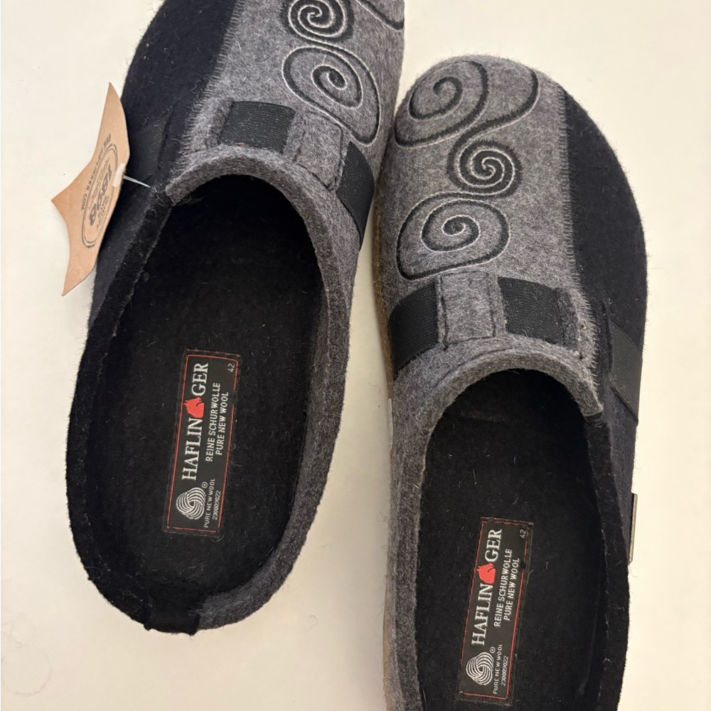 Haflinger Black and Gray Magic Wool Slippers - Picture 6 of 7